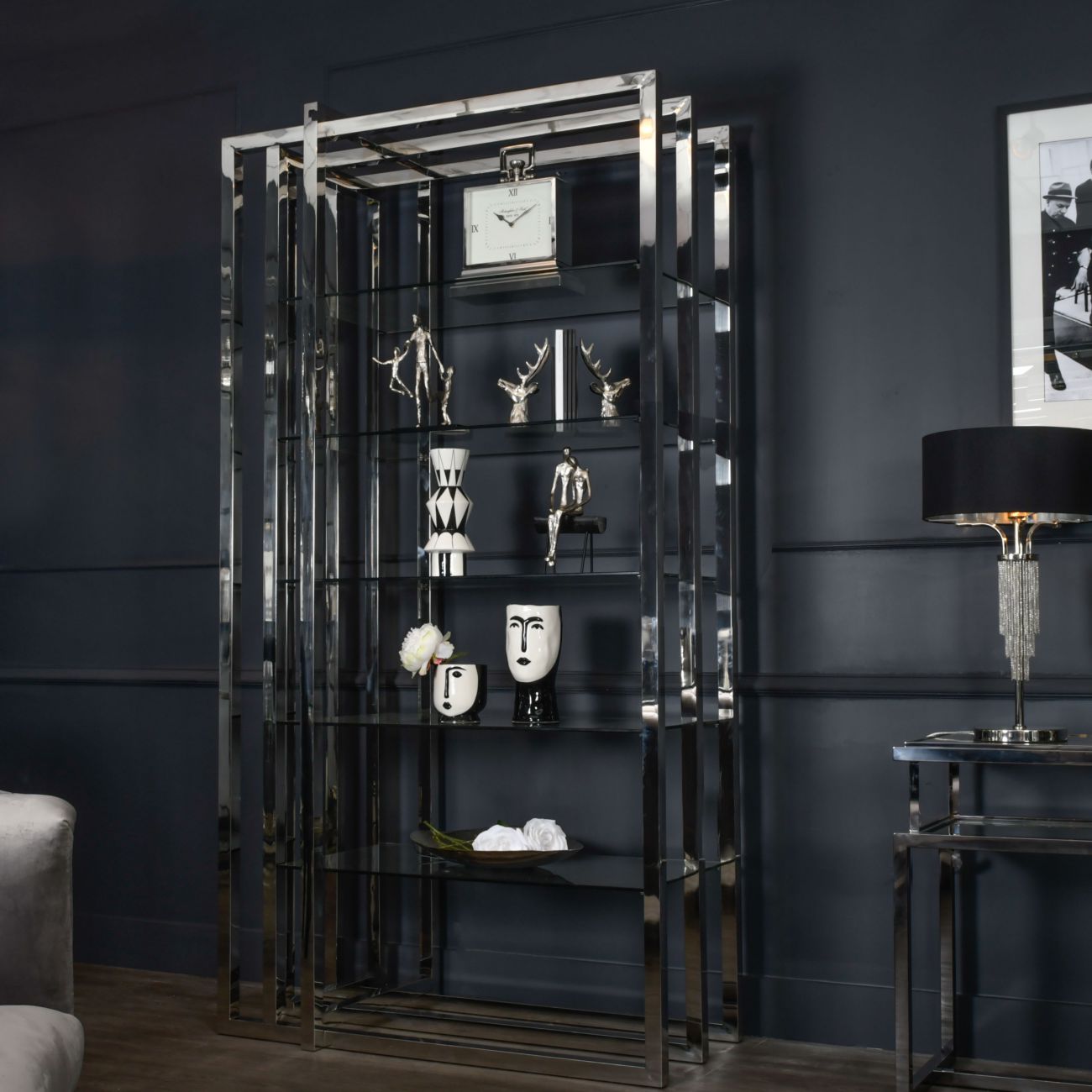 Belgravia Steel Crafted Chrome & Glass Display Unit